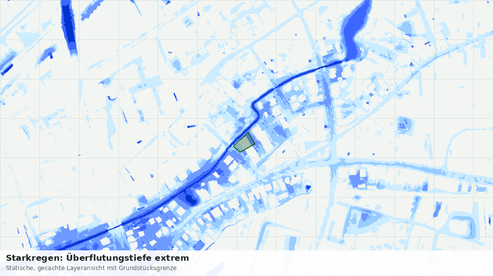 Statische Kartenansicht: Starkregen: Überflutungstiefe extrem
