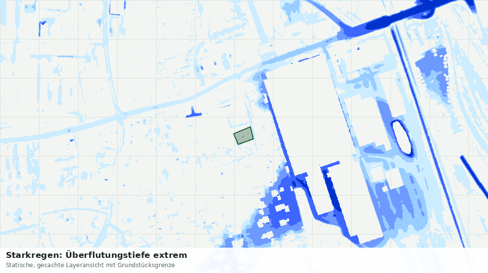 Statische Kartenansicht: Starkregen: Überflutungstiefe extrem