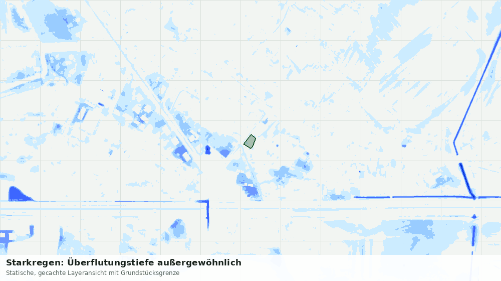 Statische Kartenansicht: Starkregen: Überflutungstiefe außergewöhnlich