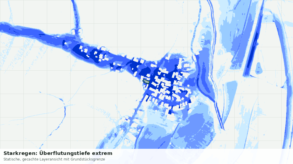 Statische Kartenansicht: Starkregen: Überflutungstiefe extrem