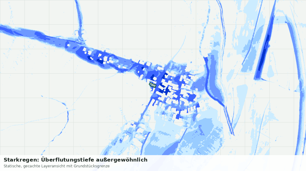 Statische Kartenansicht: Starkregen: Überflutungstiefe außergewöhnlich