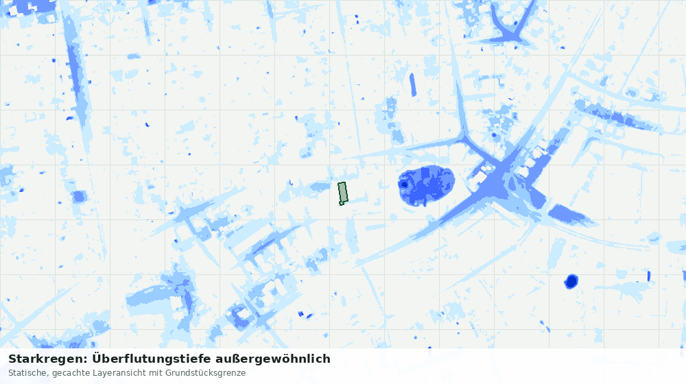Statische Kartenansicht: Starkregen: Überflutungstiefe außergewöhnlich