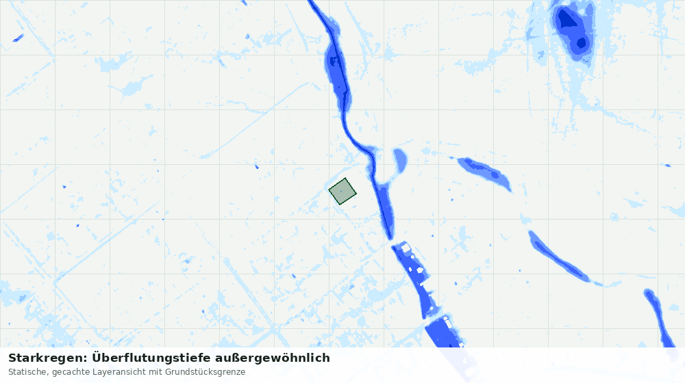 Statische Kartenansicht: Starkregen: Überflutungstiefe außergewöhnlich