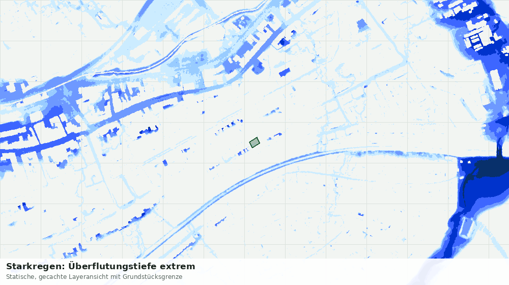 Statische Kartenansicht: Starkregen: Überflutungstiefe extrem