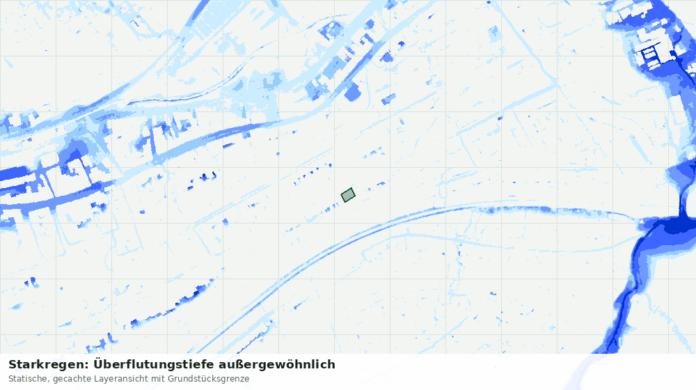 Statische Kartenansicht: Starkregen: Überflutungstiefe außergewöhnlich