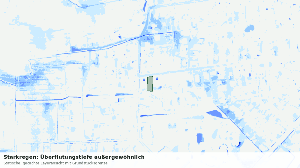 Statische Kartenansicht: Starkregen: Überflutungstiefe außergewöhnlich