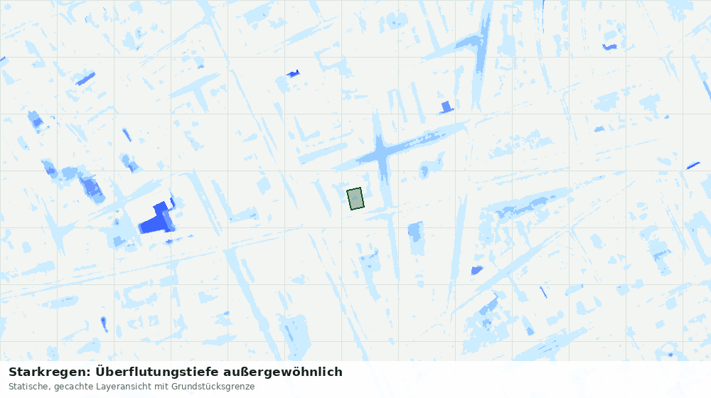 Statische Kartenansicht: Starkregen: Überflutungstiefe außergewöhnlich
