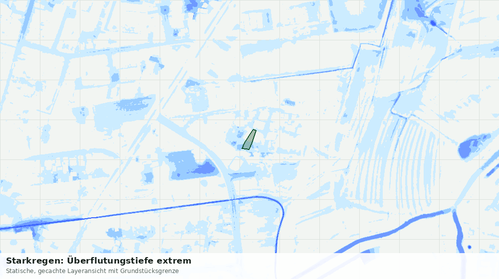 Statische Kartenansicht: Starkregen: Überflutungstiefe extrem