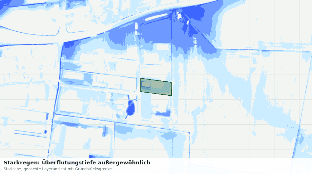 Statische Kartenansicht: Starkregen: Überflutungstiefe außergewöhnlich