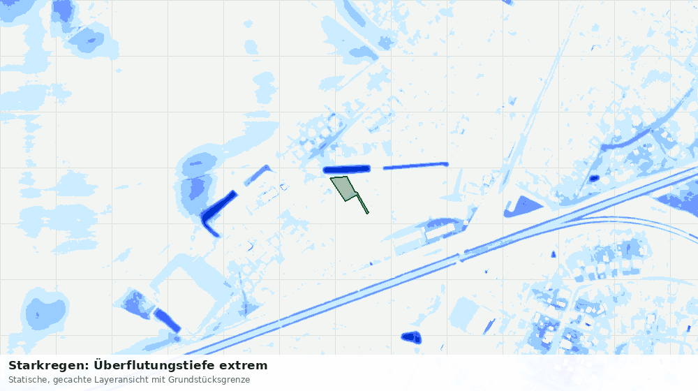 Statische Kartenansicht: Starkregen: Überflutungstiefe extrem