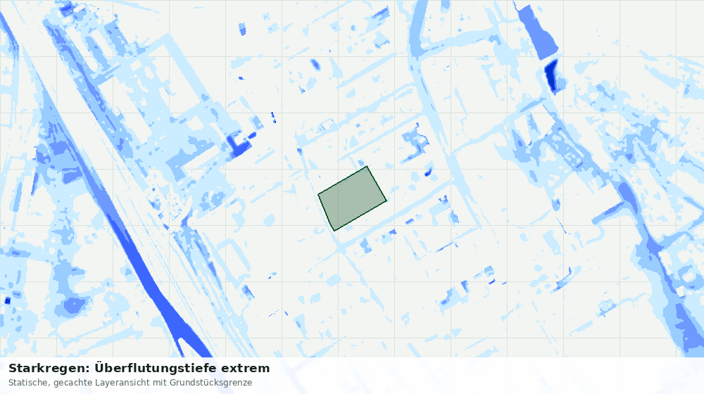 Statische Kartenansicht: Starkregen: Überflutungstiefe extrem