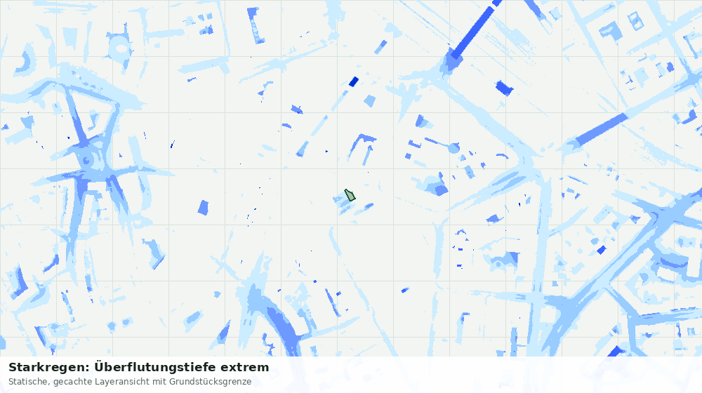 Statische Kartenansicht: Starkregen: Überflutungstiefe extrem