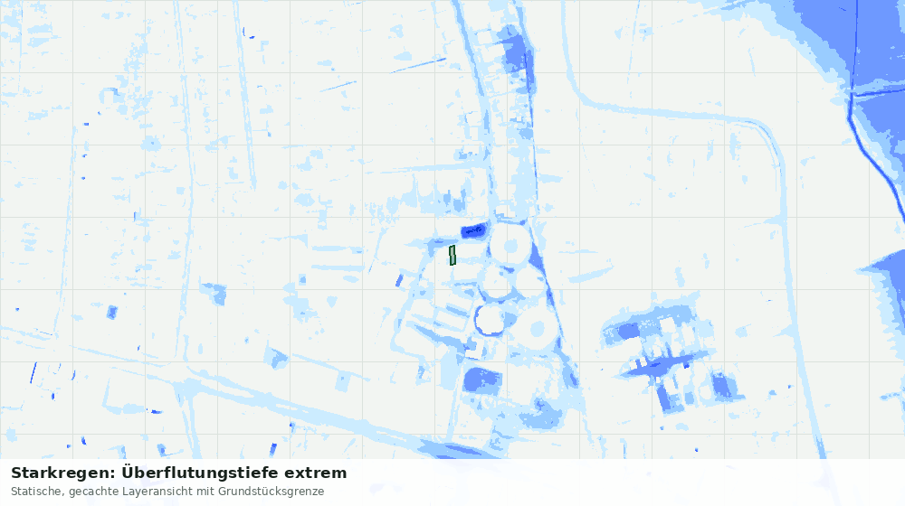 Statische Kartenansicht: Starkregen: Überflutungstiefe extrem
