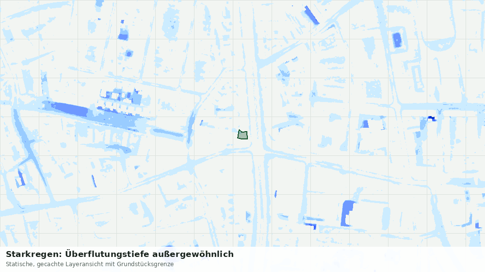 Statische Kartenansicht: Starkregen: Überflutungstiefe außergewöhnlich