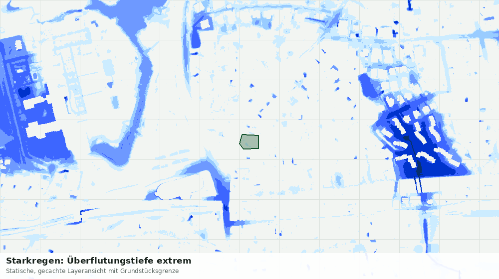 Statische Kartenansicht: Starkregen: Überflutungstiefe extrem