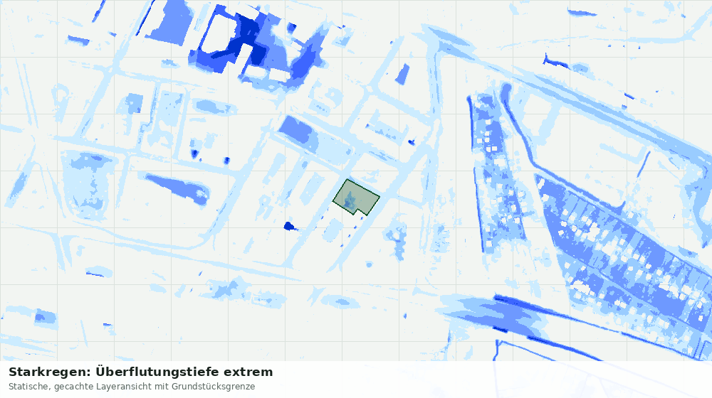 Statische Kartenansicht: Starkregen: Überflutungstiefe extrem