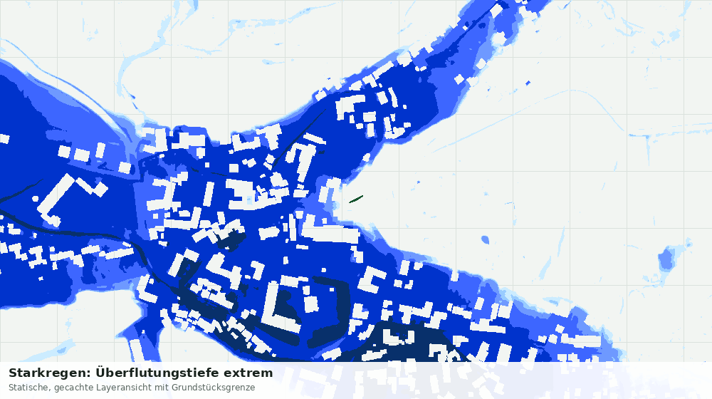 Statische Kartenansicht: Starkregen: Überflutungstiefe extrem