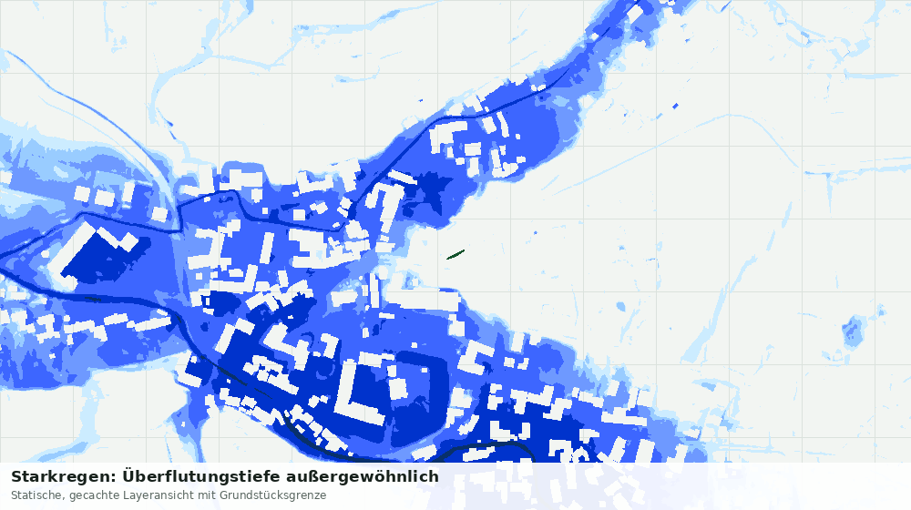 Statische Kartenansicht: Starkregen: Überflutungstiefe außergewöhnlich