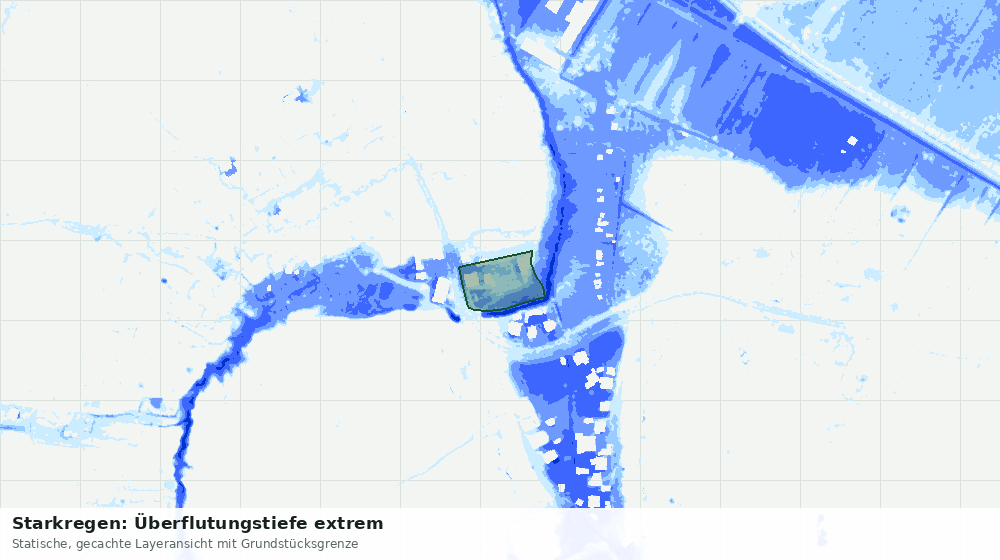 Statische Kartenansicht: Starkregen: Überflutungstiefe extrem