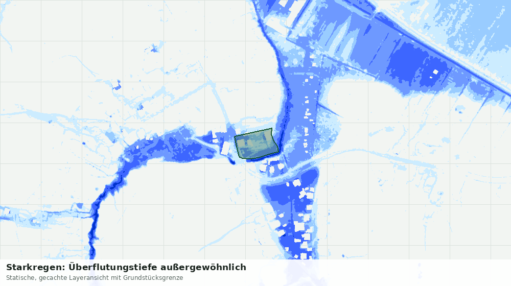 Statische Kartenansicht: Starkregen: Überflutungstiefe außergewöhnlich