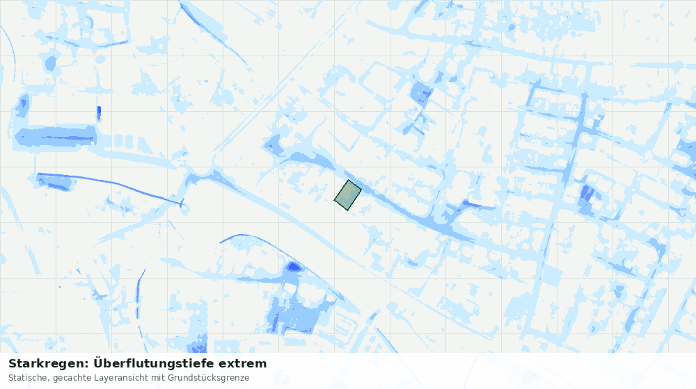 Statische Kartenansicht: Starkregen: Überflutungstiefe extrem