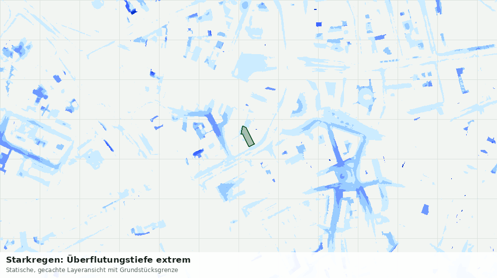 Statische Kartenansicht: Starkregen: Überflutungstiefe extrem