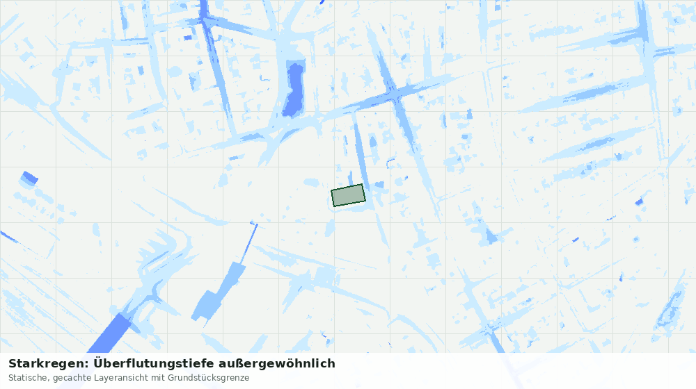 Statische Kartenansicht: Starkregen: Überflutungstiefe außergewöhnlich