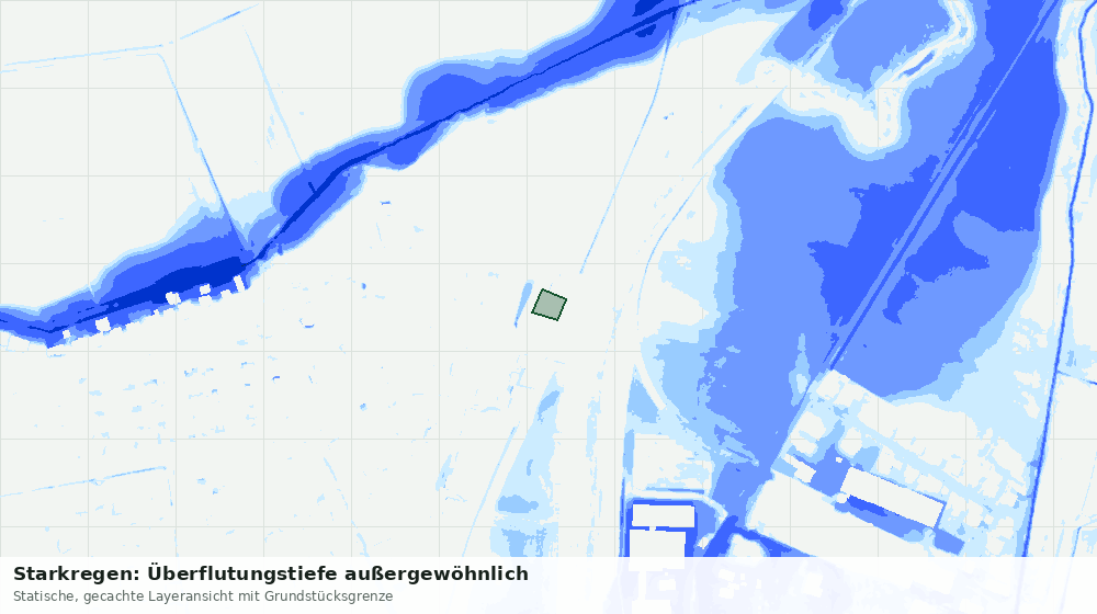 Statische Kartenansicht: Starkregen: Überflutungstiefe außergewöhnlich