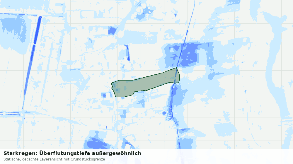Statische Kartenansicht: Starkregen: Überflutungstiefe außergewöhnlich