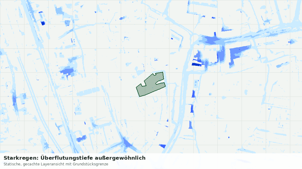Statische Kartenansicht: Starkregen: Überflutungstiefe außergewöhnlich