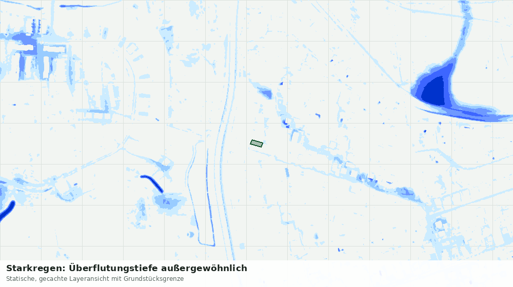 Statische Kartenansicht: Starkregen: Überflutungstiefe außergewöhnlich