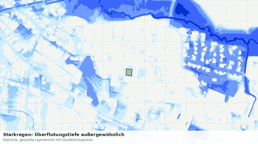 Statische Kartenansicht: Starkregen: Überflutungstiefe außergewöhnlich