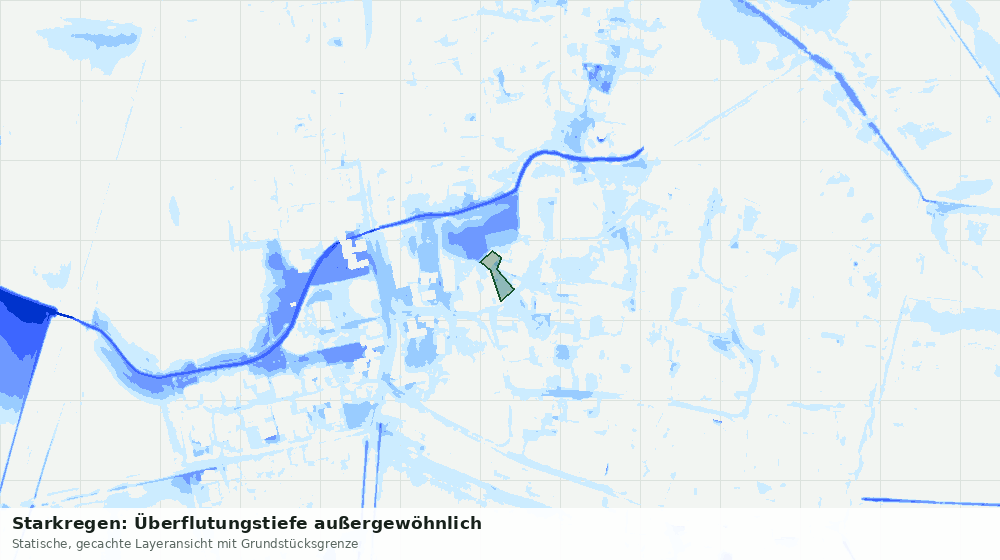 Statische Kartenansicht: Starkregen: Überflutungstiefe außergewöhnlich