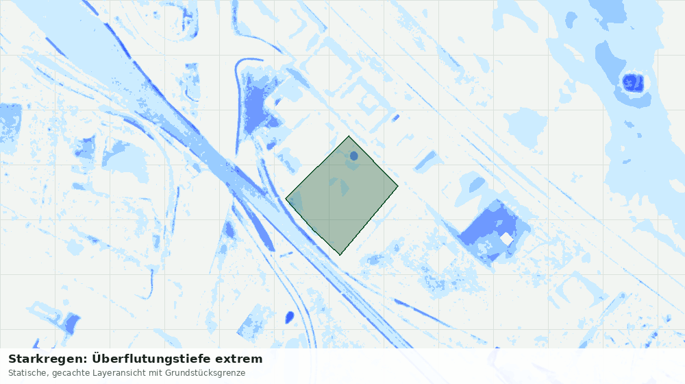 Statische Kartenansicht: Starkregen: Überflutungstiefe extrem