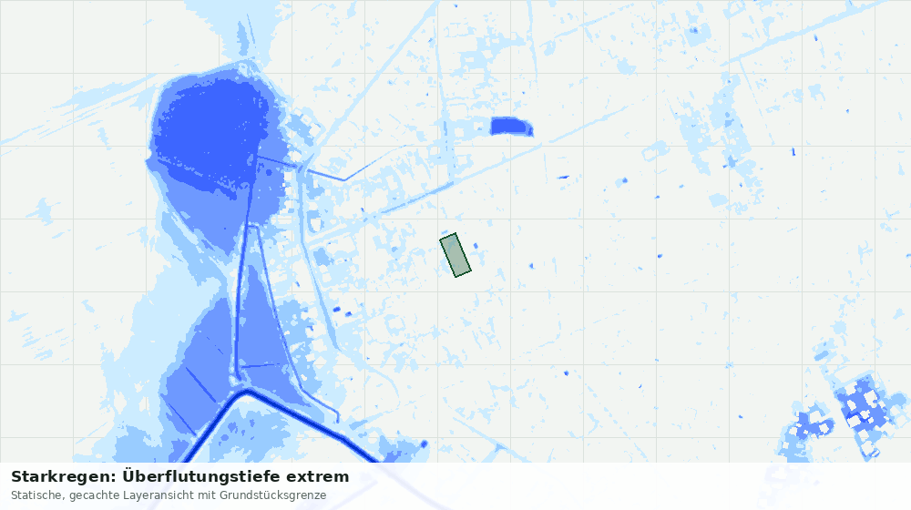 Statische Kartenansicht: Starkregen: Überflutungstiefe extrem
