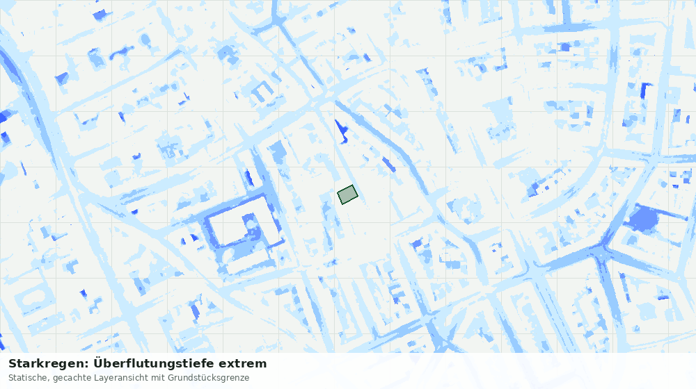 Statische Kartenansicht: Starkregen: Überflutungstiefe extrem