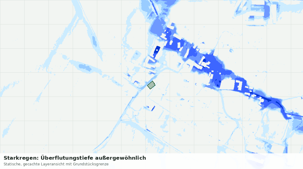 Statische Kartenansicht: Starkregen: Überflutungstiefe außergewöhnlich