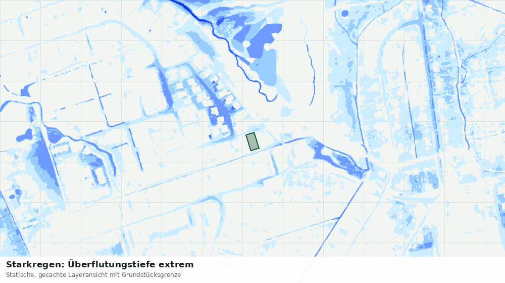 Statische Kartenansicht: Starkregen: Überflutungstiefe extrem