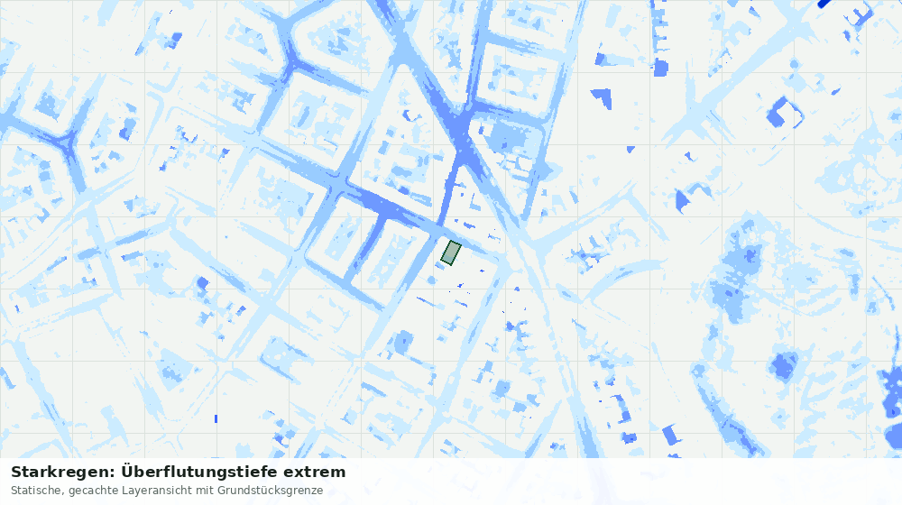 Statische Kartenansicht: Starkregen: Überflutungstiefe extrem