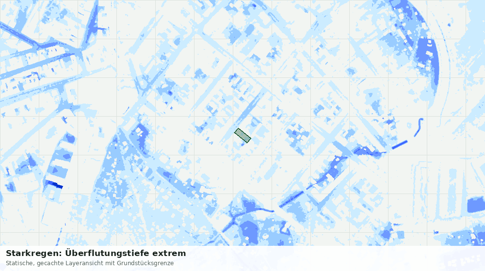Statische Kartenansicht: Starkregen: Überflutungstiefe extrem