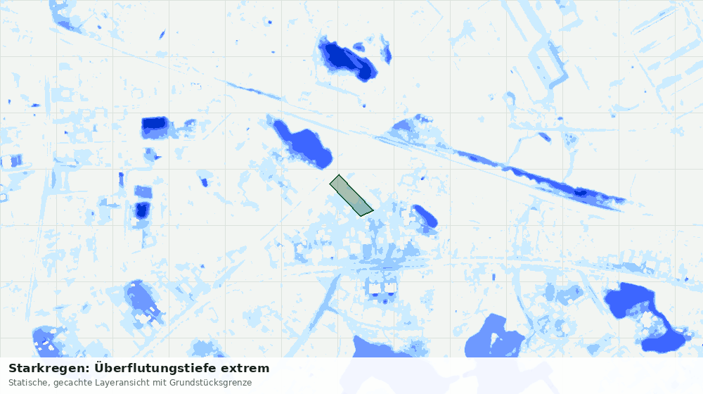 Statische Kartenansicht: Starkregen: Überflutungstiefe extrem
