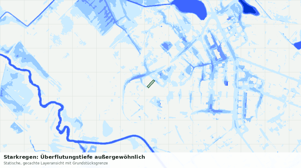 Statische Kartenansicht: Starkregen: Überflutungstiefe außergewöhnlich