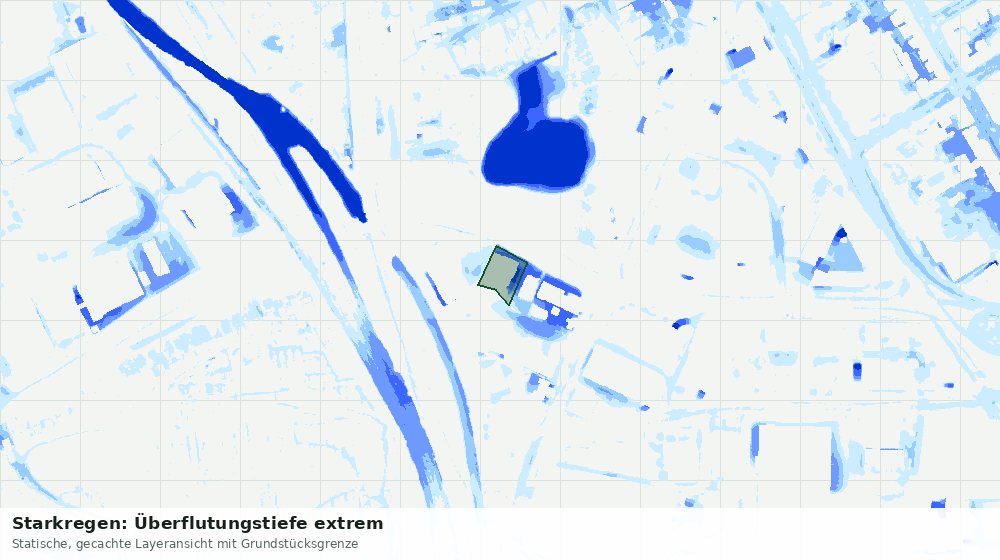 Statische Kartenansicht: Starkregen: Überflutungstiefe extrem