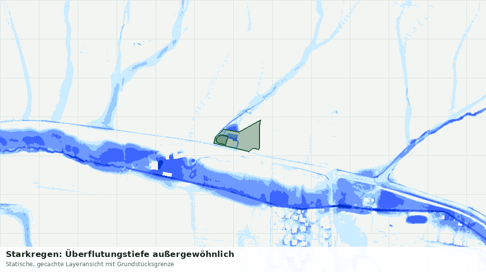 Statische Kartenansicht: Starkregen: Überflutungstiefe außergewöhnlich
