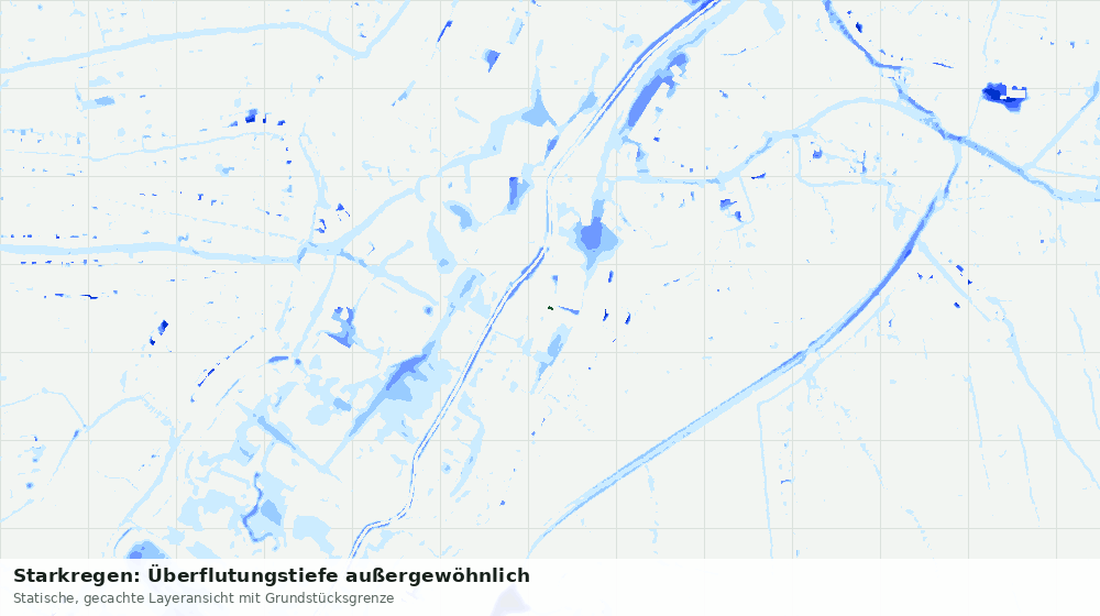 Statische Kartenansicht: Starkregen: Überflutungstiefe außergewöhnlich