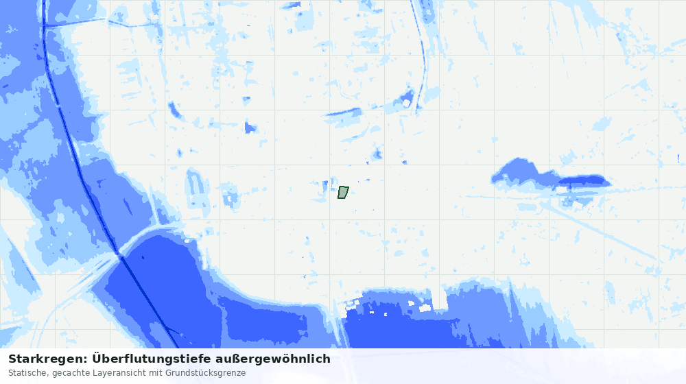 Statische Kartenansicht: Starkregen: Überflutungstiefe außergewöhnlich
