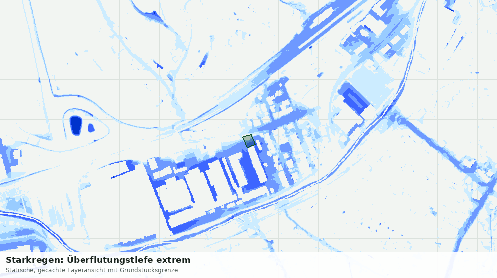 Statische Kartenansicht: Starkregen: Überflutungstiefe extrem