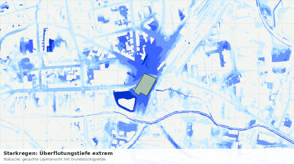 Statische Kartenansicht: Starkregen: Überflutungstiefe extrem