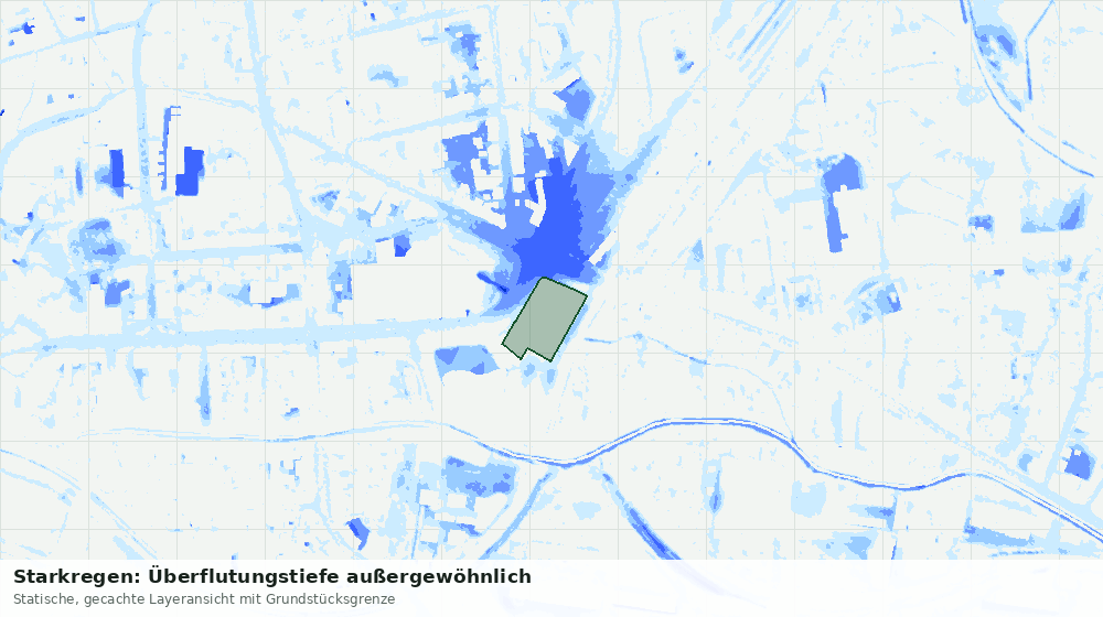 Statische Kartenansicht: Starkregen: Überflutungstiefe außergewöhnlich