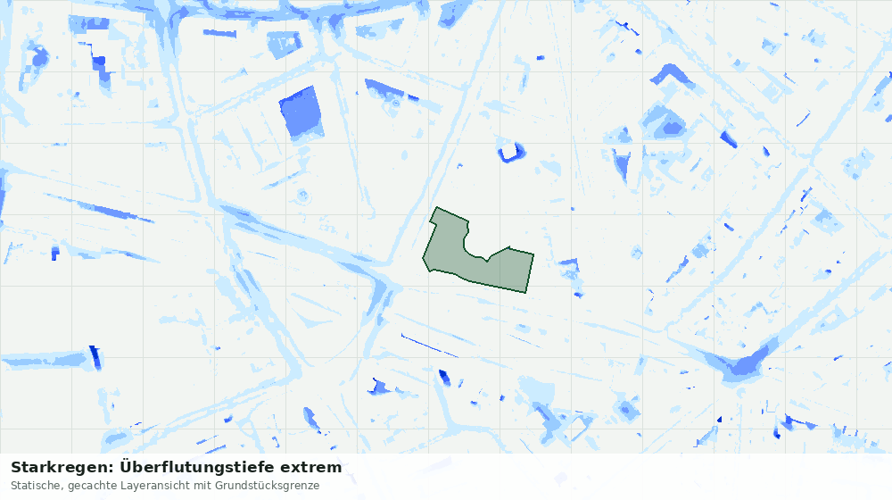 Statische Kartenansicht: Starkregen: Überflutungstiefe extrem